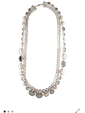 St. John Multi-Chain Necklace with Blush Pearls and Hematite Stones